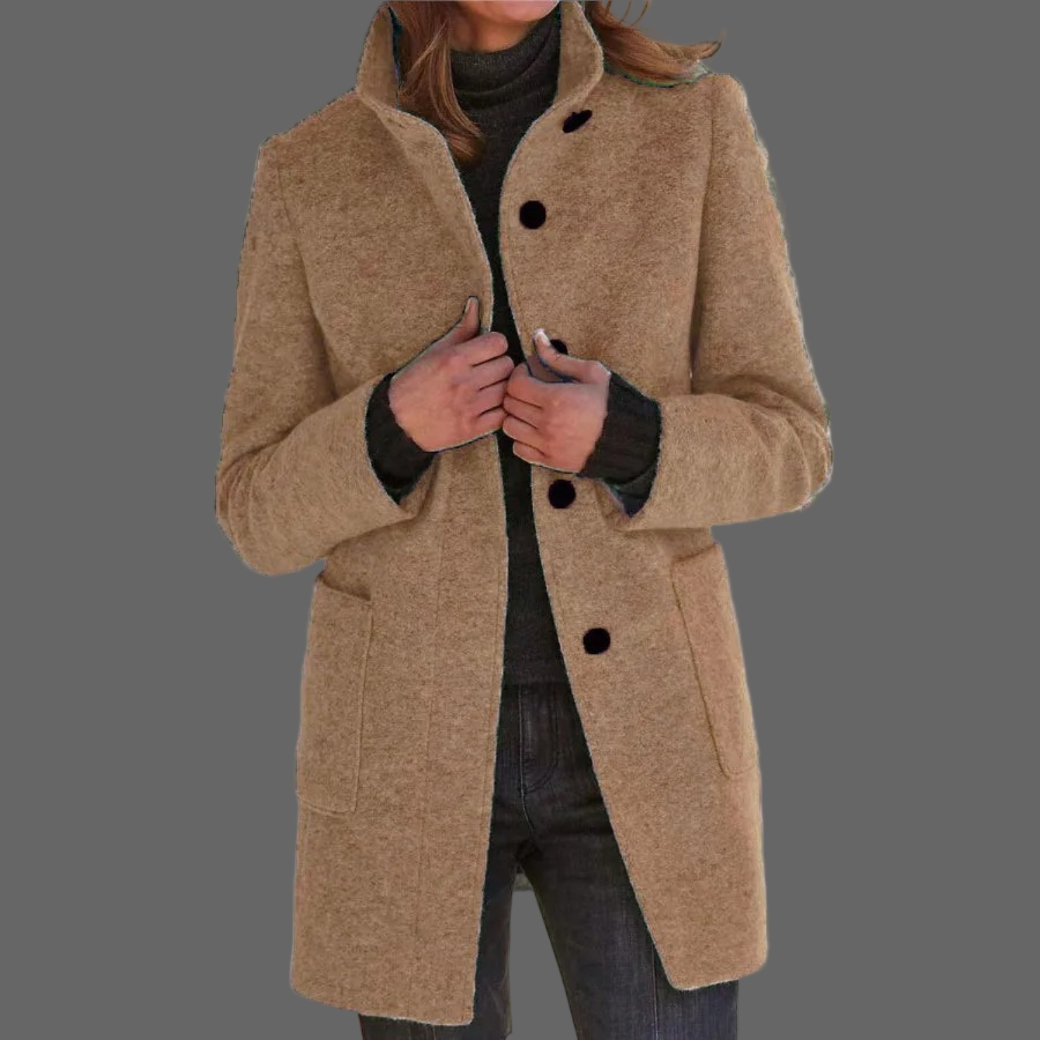 Lotte | Winddichte damesmantel met opstaande kraag in de kleur Bruin voor dames in Outdoor stijl ideaal voor de herfst.
