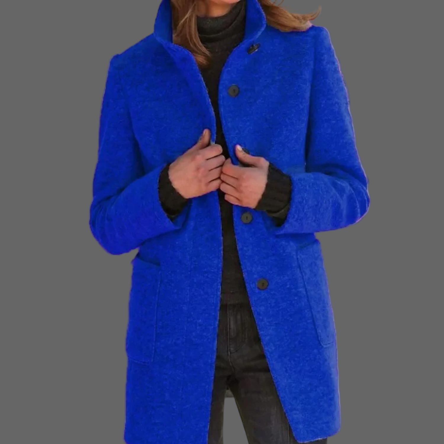 Lotte | Winddichte damesmantel met opstaande kraag in de kleur Donkerblauw voor dames in Outdoor stijl ideaal voor de herfst.