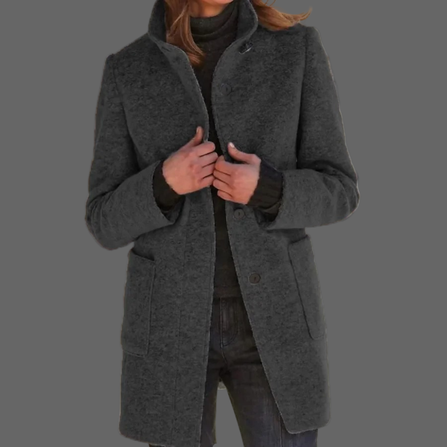 Lotte | Winddichte damesmantel met opstaande kraag in de kleur Zwart voor dames in Outdoor stijl ideaal voor de herfst.