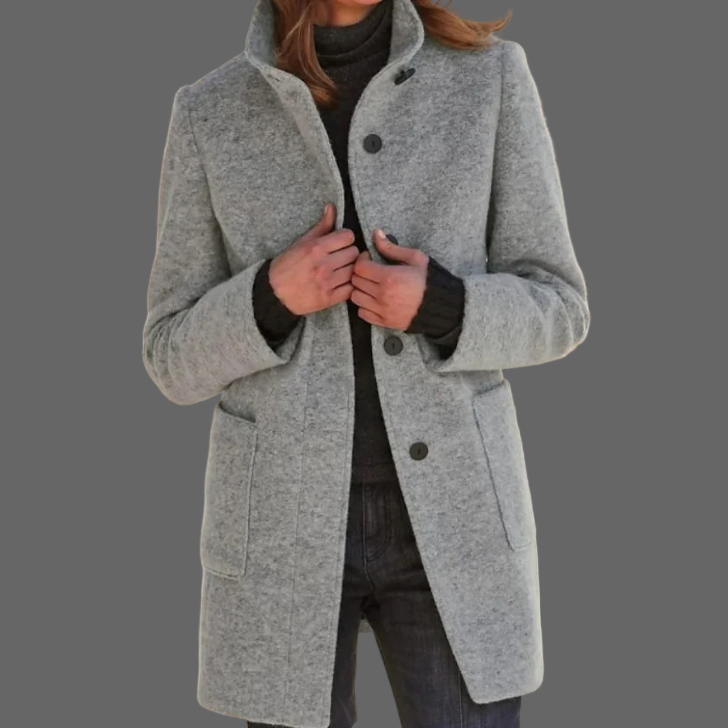 Lotte | Winddichte damesmantel met opstaande kraag in de kleur Grijs voor dames in Outdoor stijl ideaal voor de herfst.