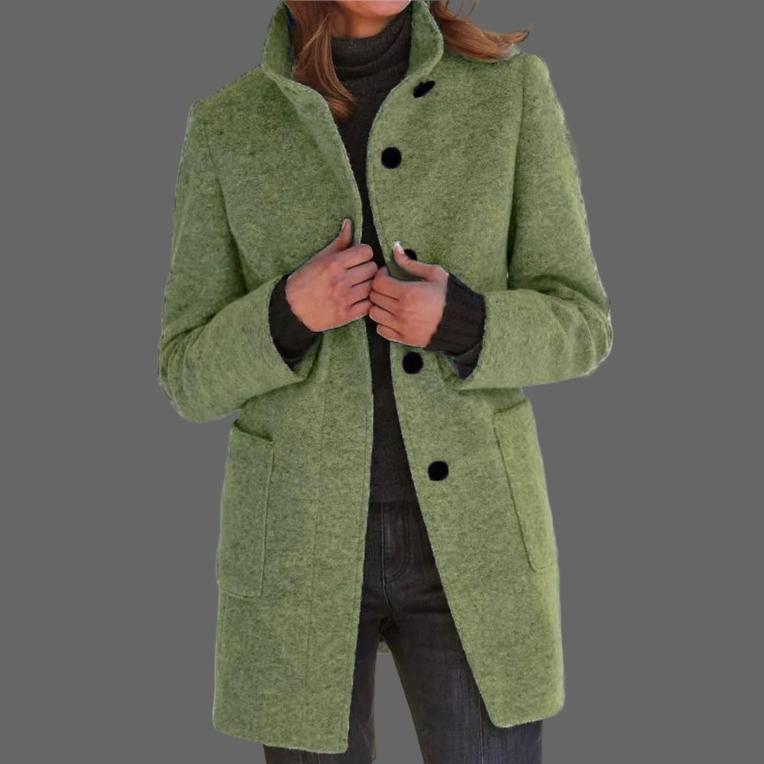Lotte | Winddichte damesmantel met opstaande kraag in de kleur Groen voor dames in Outdoor stijl ideaal voor de herfst.