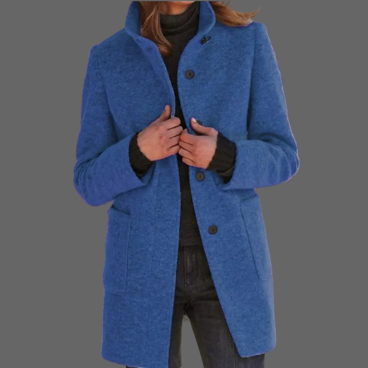 Lotte | Winddichte damesmantel met opstaande kraag in de kleur Blauw voor dames in Outdoor stijl ideaal voor de herfst.