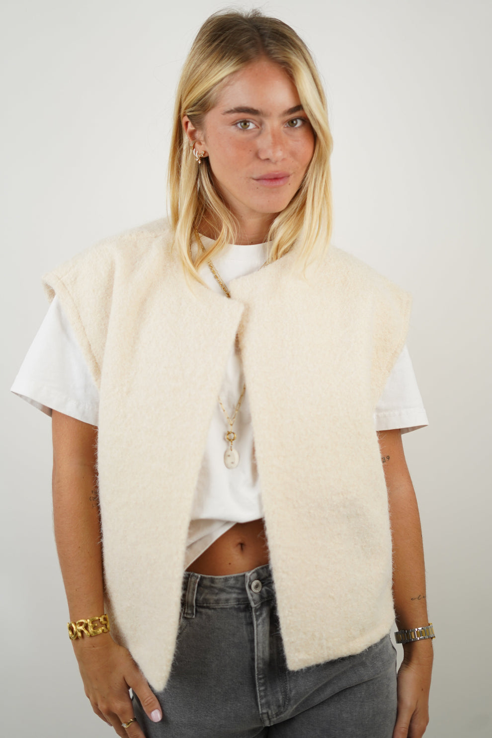 Textuur Vest – Luxe Mohairmix met Oversized Pasvorm