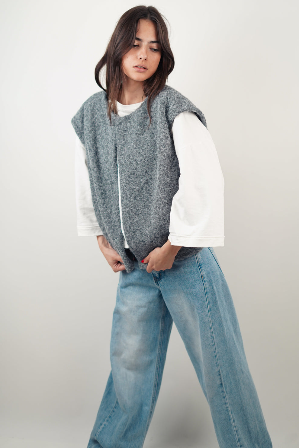 Textuur Vest – Luxe Mohairmix met Oversized Pasvorm