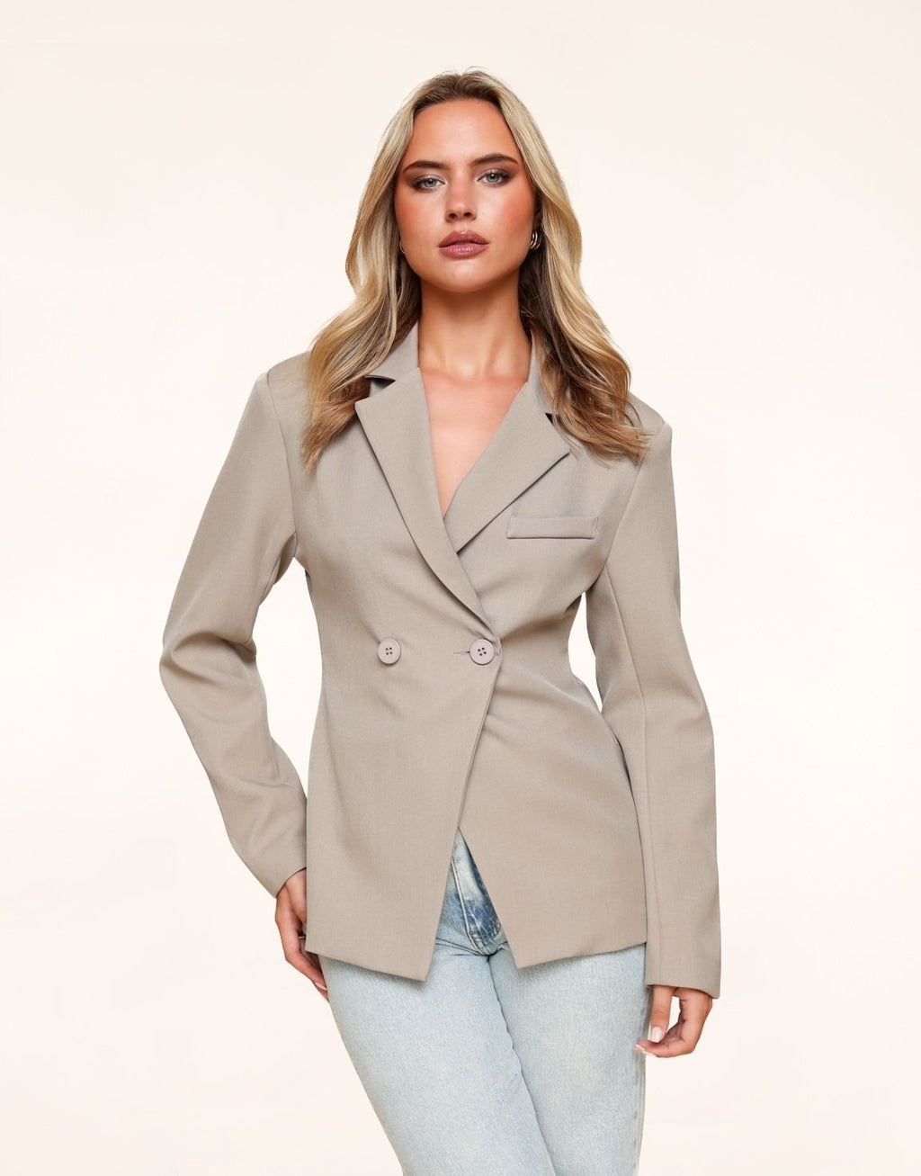 Taupe Classic Getailleerde - Blazer - Olivia & Kate