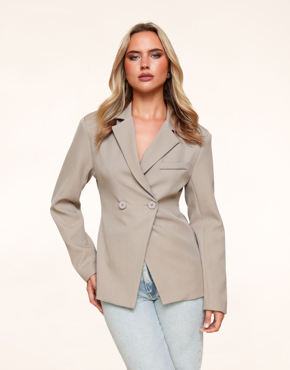 Taupe Classic Getailleerde - Blazer - Olivia & Kate