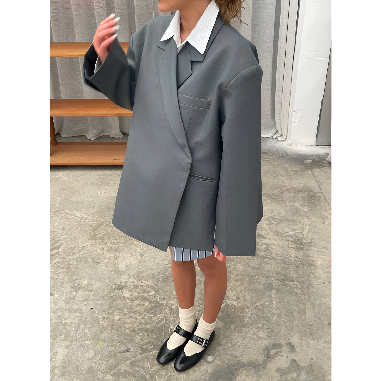 Emora Nova - Hedendaagse Vrouw Oversized Blazer - Wolmix