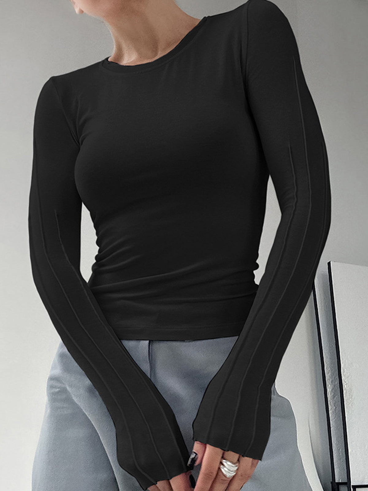 Slim Fit Shirt met Kontrasterende Naaddetails