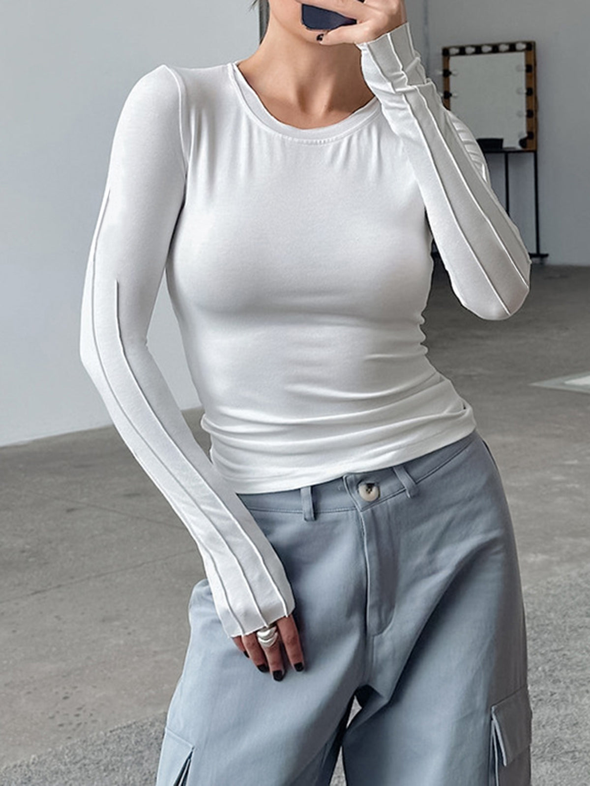 Slim Fit Shirt met Kontrasterende Naaddetails