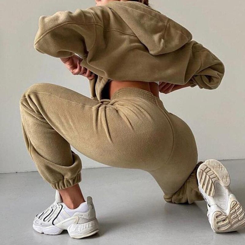 Oversized Fleece Trainingspak – Jogger met Capuchon