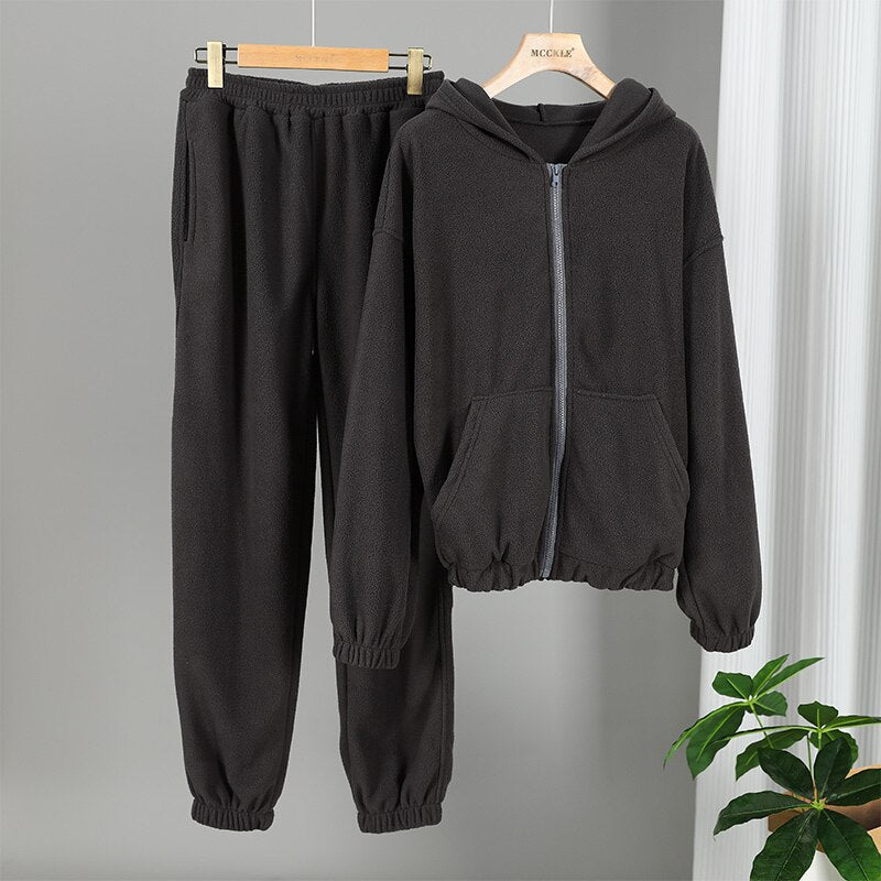 Oversized Fleece Trainingspak – Jogger met Capuchon