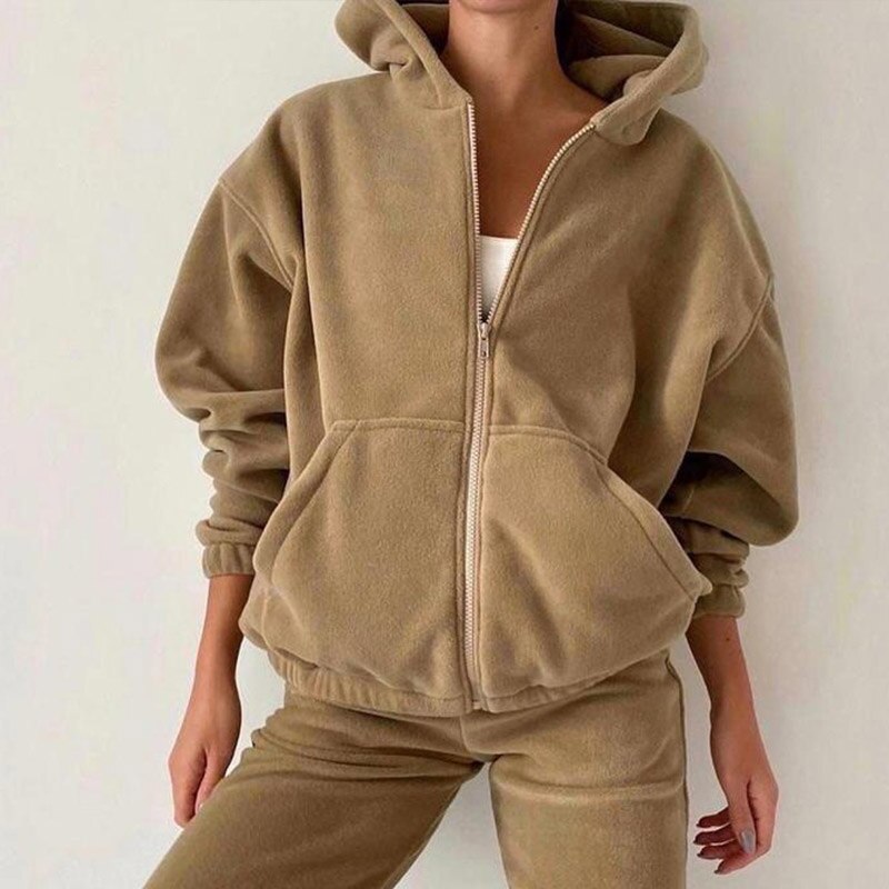 Oversized Fleece Trainingspak – Jogger met Capuchon