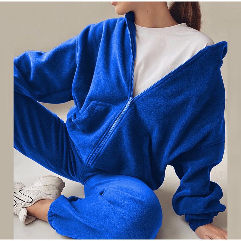 Oversized Fleece Trainingspak – Jogger met Capuchon