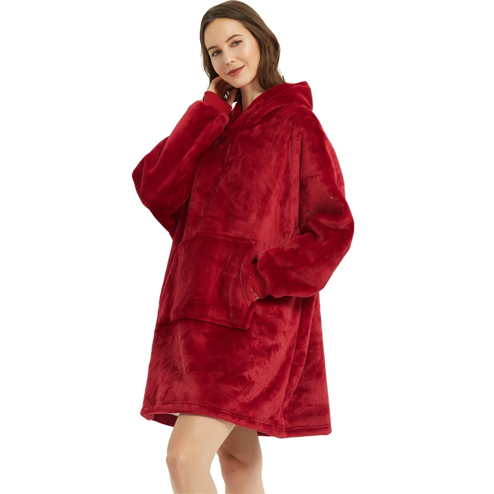 Oversized Fleece Deken Hoodie – Pluche Sherpa Voering