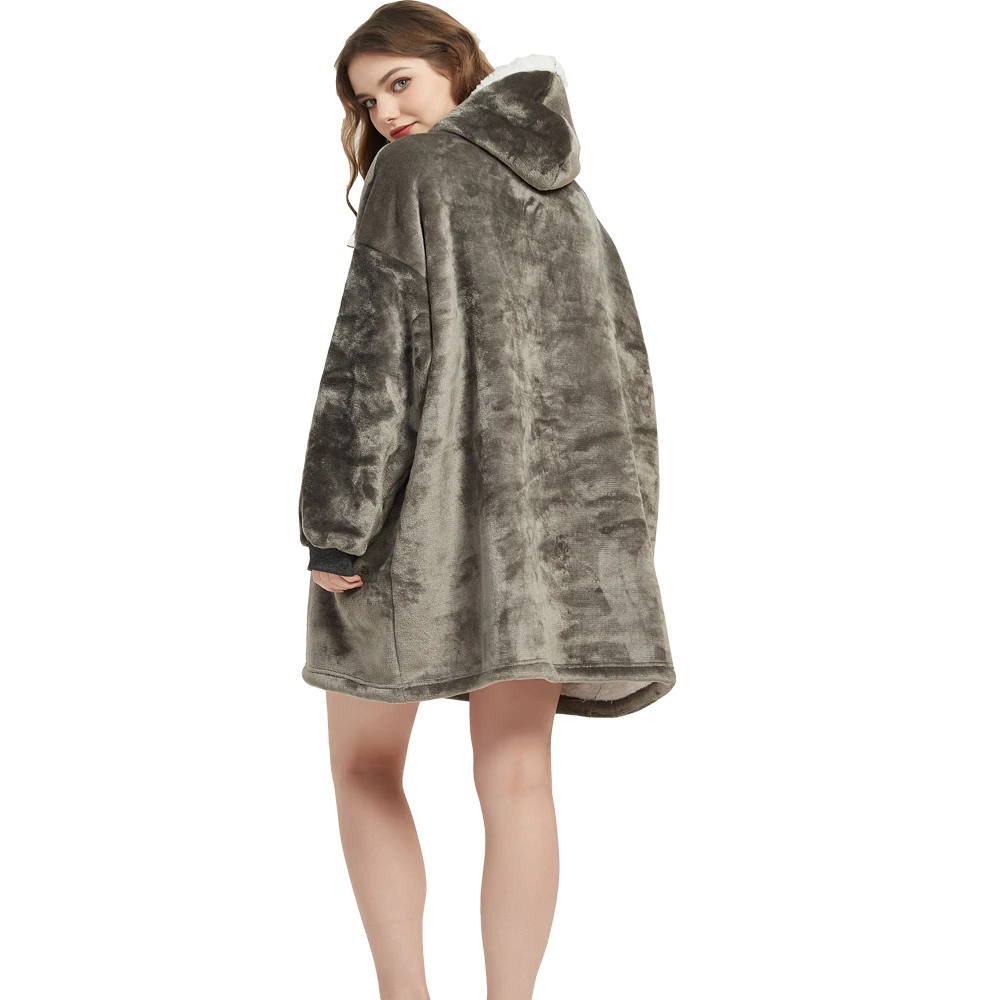Oversized Fleece Deken Hoodie – Pluche Sherpa Voering