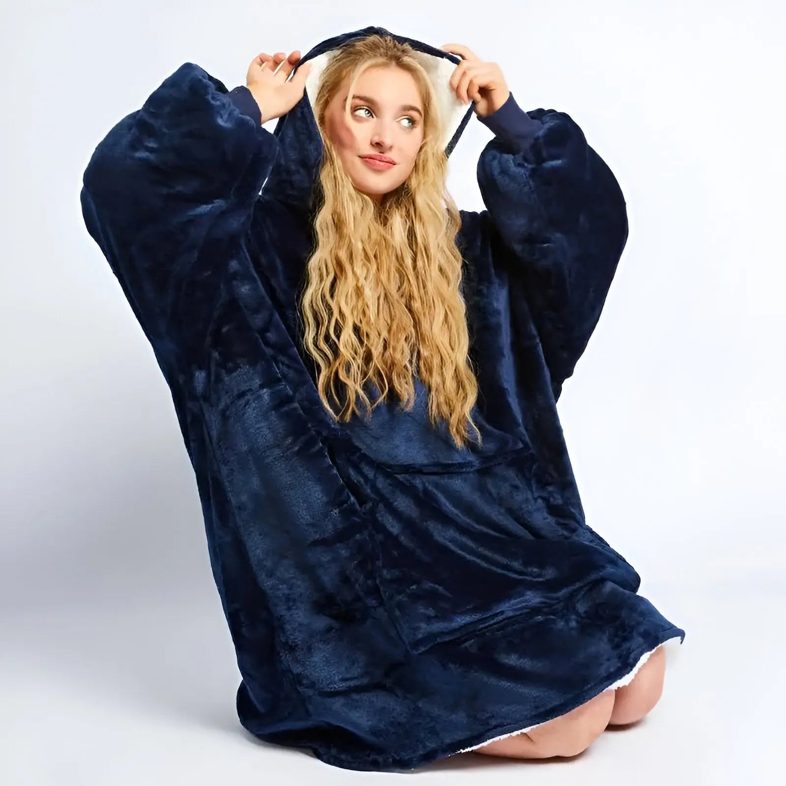 Oversized Fleece Deken Hoodie – Pluche Sherpa Voering
