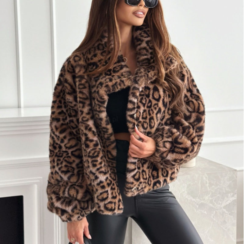 Emora Nova - Dames Luipaard Faux Fur Jas - Winter