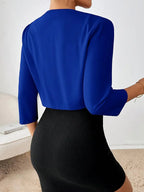 Elegant Kort Open Jasje – Gevouwen Halslijn