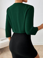 Elegant Kort Open Jasje – Gevouwen Halslijn