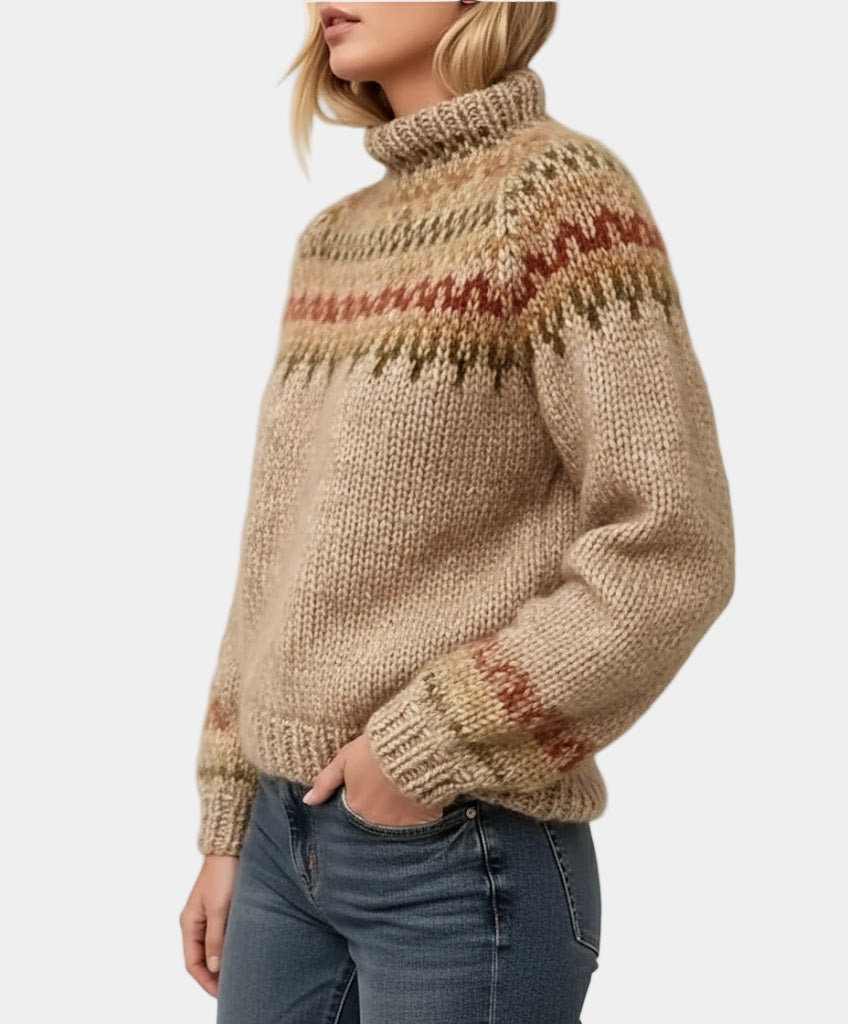 Emora Nova - Dames Gebreide Trui met Fair Isle Patroon - Winter