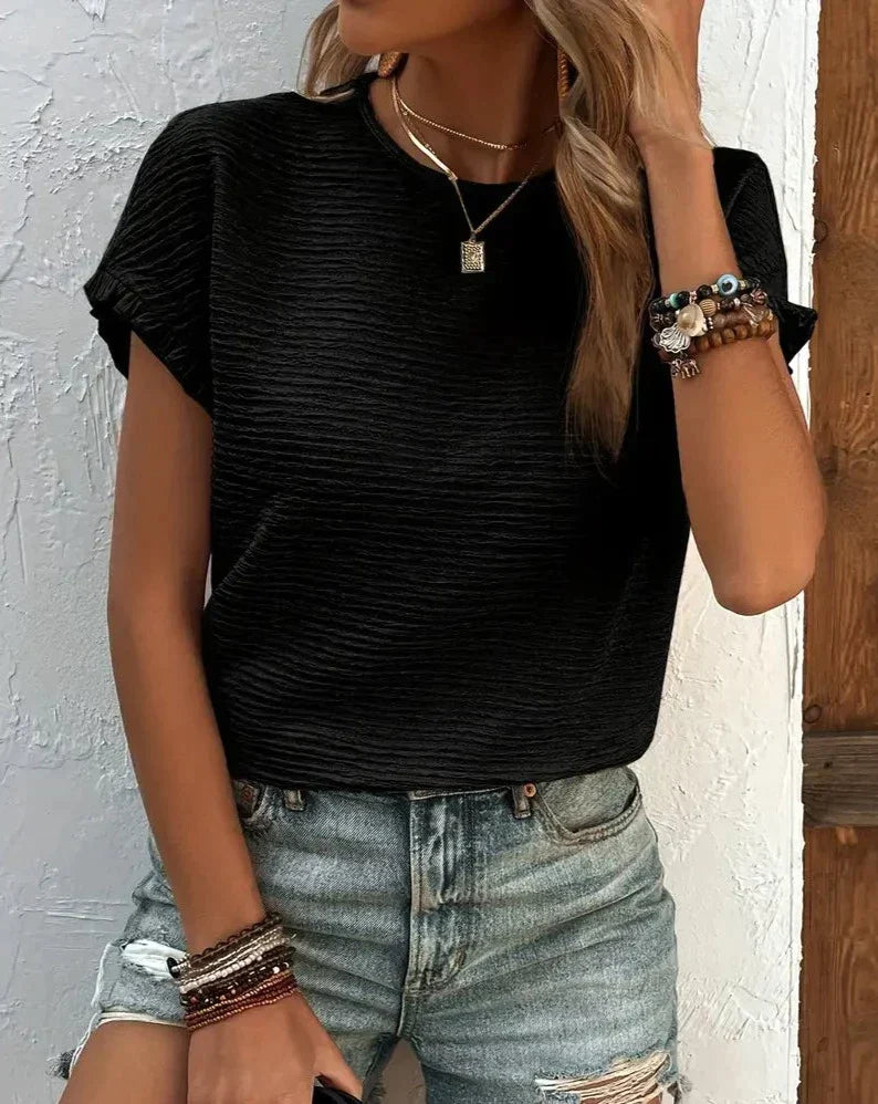 Emora Nova - Dames T-shirt met Ruches en Textuur