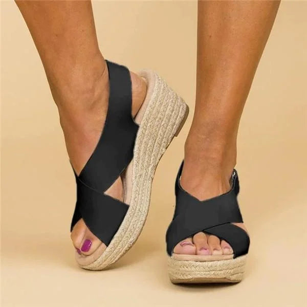 Emora Nova - Zomerse Espadrille Sandalen met Gekruiste Bandjes