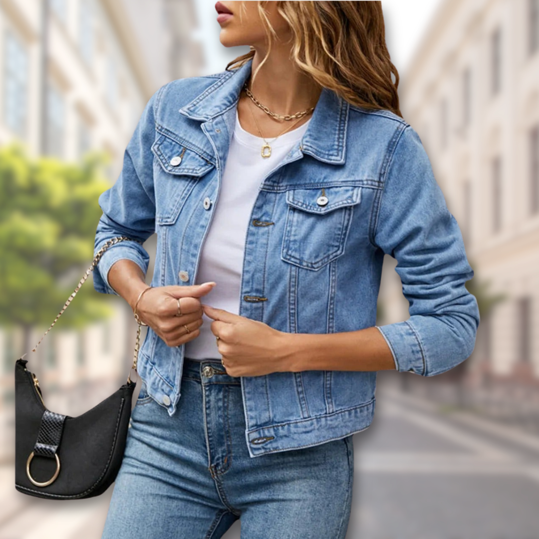 Getailleerde Denim Jas Met Knoopsluiting – Klassiek Model