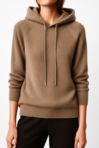 Ribgebreide Hoodie – Casual Trui met Capuchon