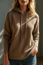 Ribgebreide Hoodie – Casual Trui met Capuchon