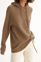 Ribgebreide Hoodie – Casual Trui met Capuchon