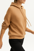 Ribgebreide Hoodie – Casual Trui met Capuchon