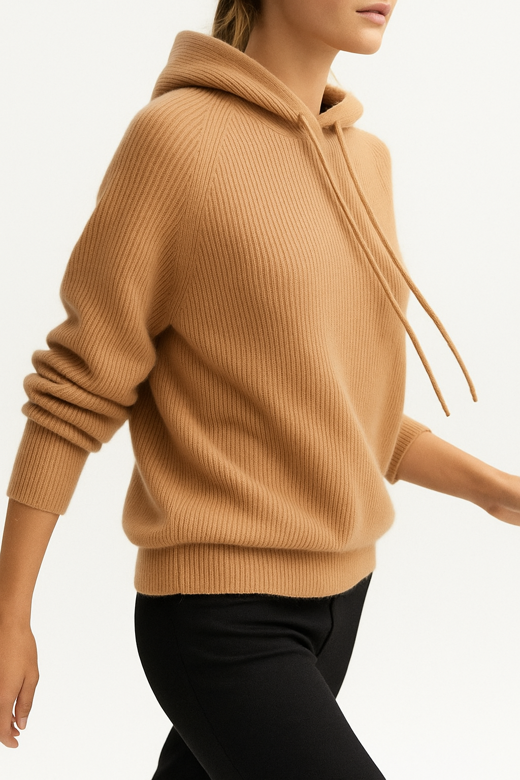 Ribgebreide Hoodie – Casual Trui met Capuchon
