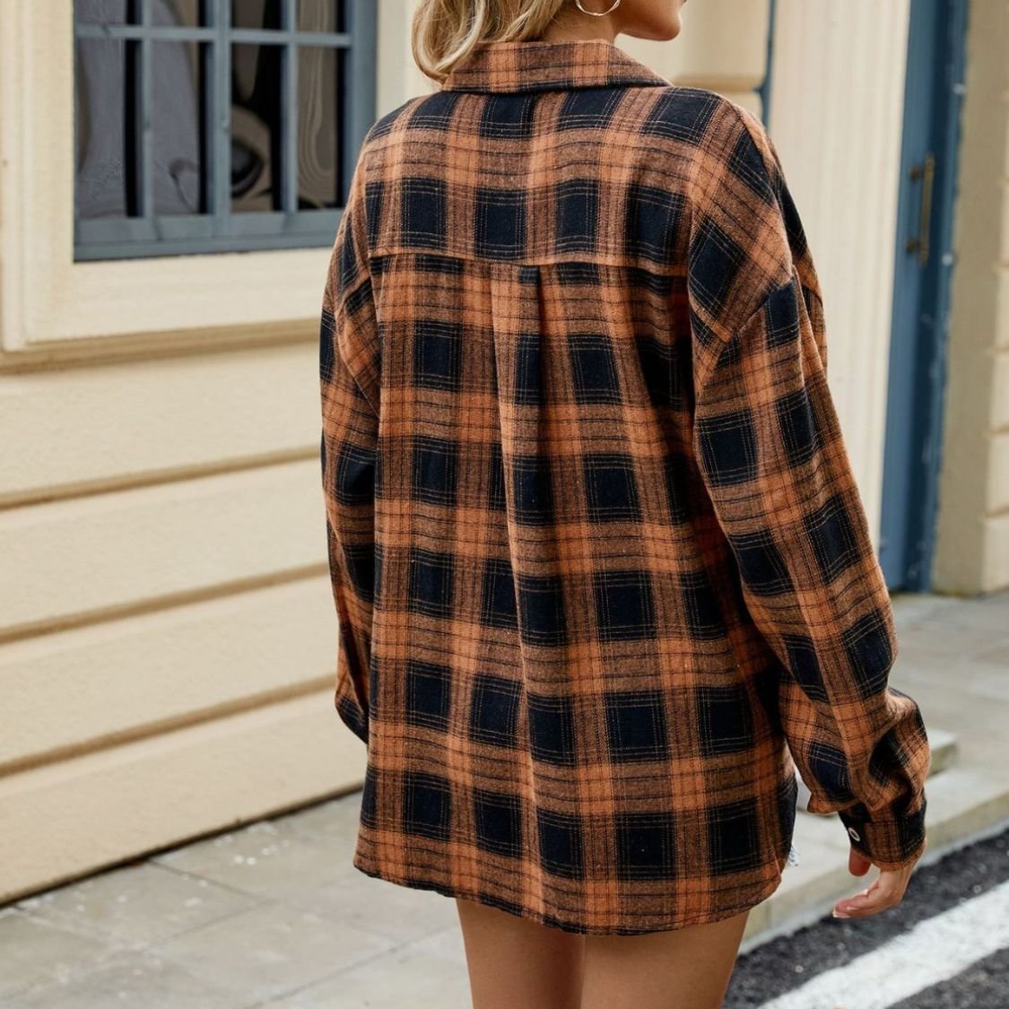 Yara I Dames Oversized Flanellen Shirt met Borstzakken