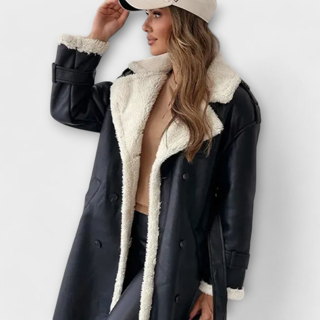 Lange Shearling Trenchcoat – Zachte Teddy Voering