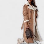 Lange Shearling Trenchcoat – Zachte Teddy Voering