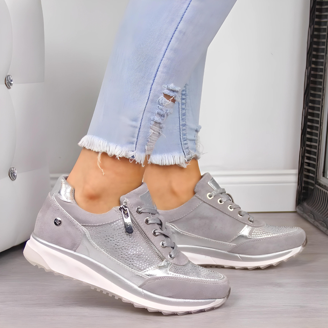 Verhoogde Sneaker met Rits – Comfortabele Wedge Stijl