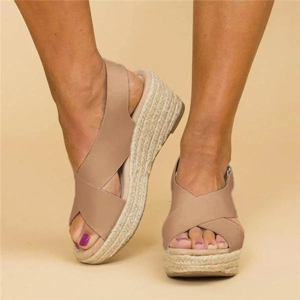 Emora Nova - Zomerse Espadrille Sandalen met Gekruiste Bandjes
