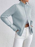 Ritskaartigan met Opstaande Kraag | Regular Fit