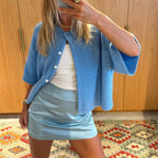 Zacht Gebreid Vest met Korte Mouw en Knopen