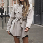 Lange Shacket met Ceintuur – Gebreide Opgestikte Zakken