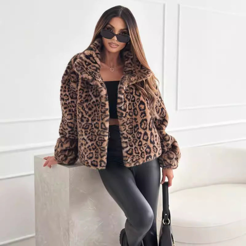 Emora Nova - Dames Luipaard Faux Fur Jas - Winter