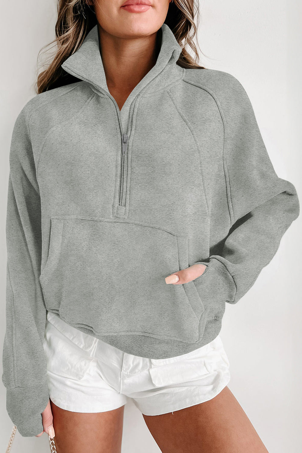 Emora Nova - Trendy Dames Pullover met Hoge Kraag en Kangoeroezak
