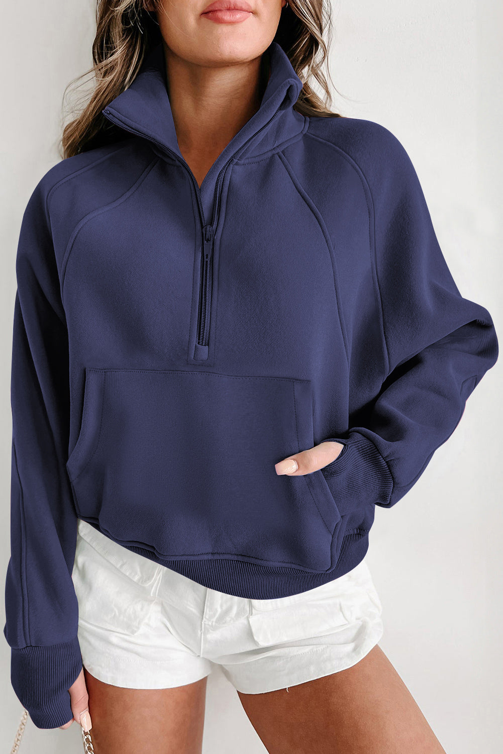 Emora Nova - Trendy Dames Pullover met Hoge Kraag en Kangoeroezak