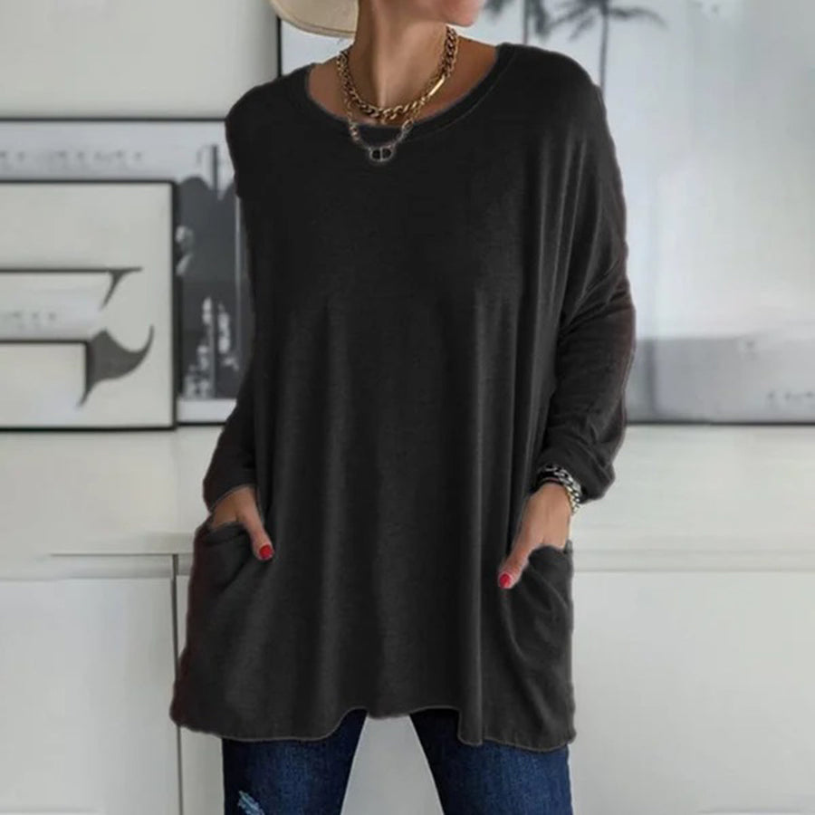Emora Nova - Casual Dames Comfortabele Relaxed Fit Top met Zakken