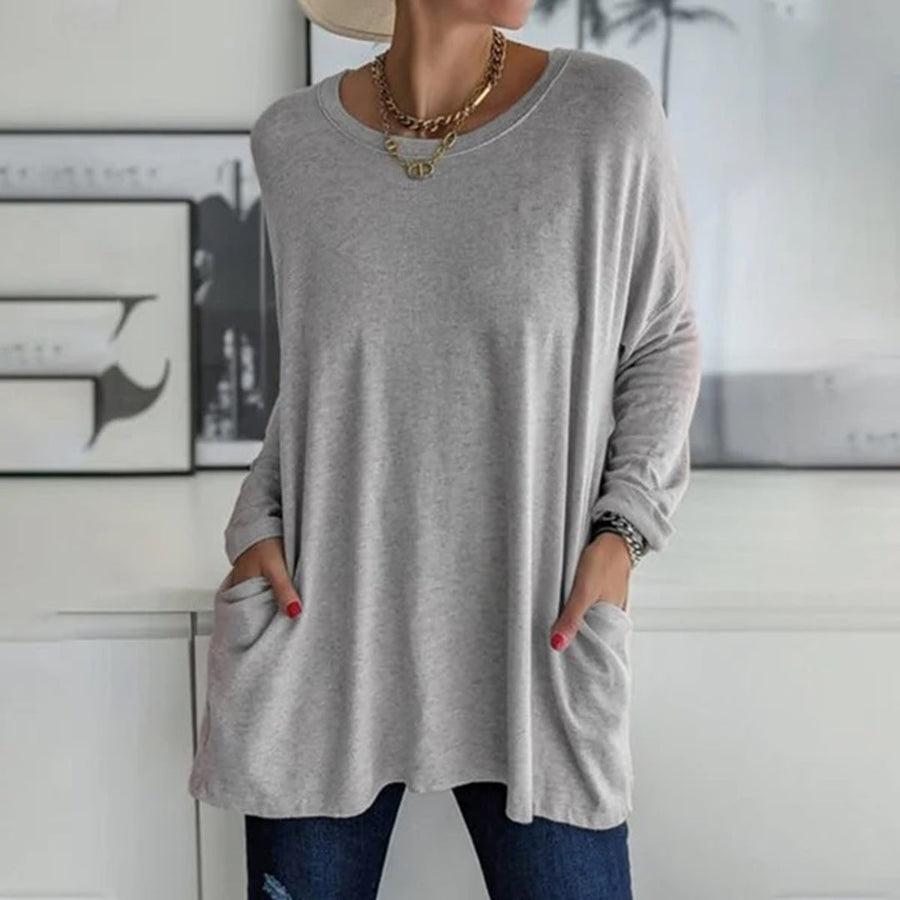 Emora Nova - Casual Dames Comfortabele Relaxed Fit Top met Zakken