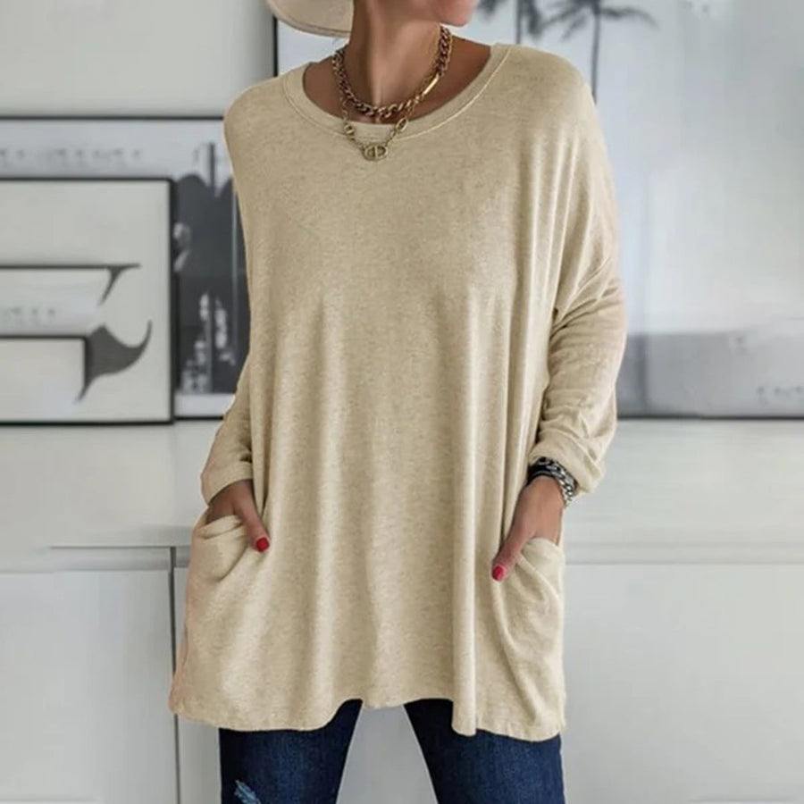 Emora Nova - Casual Dames Comfortabele Relaxed Fit Top met Zakken