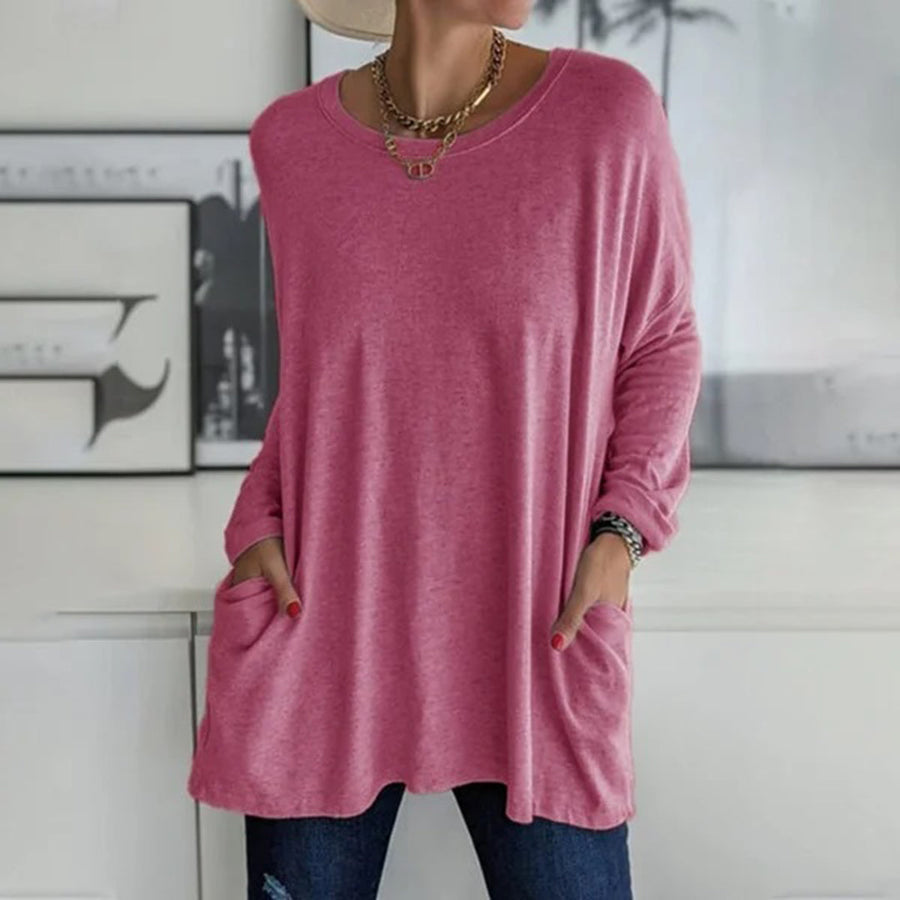 Emora Nova - Casual Dames Comfortabele Relaxed Fit Top met Zakken