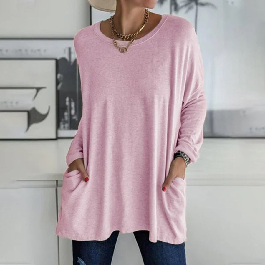 Emora Nova - Casual Dames Comfortabele Relaxed Fit Top met Zakken
