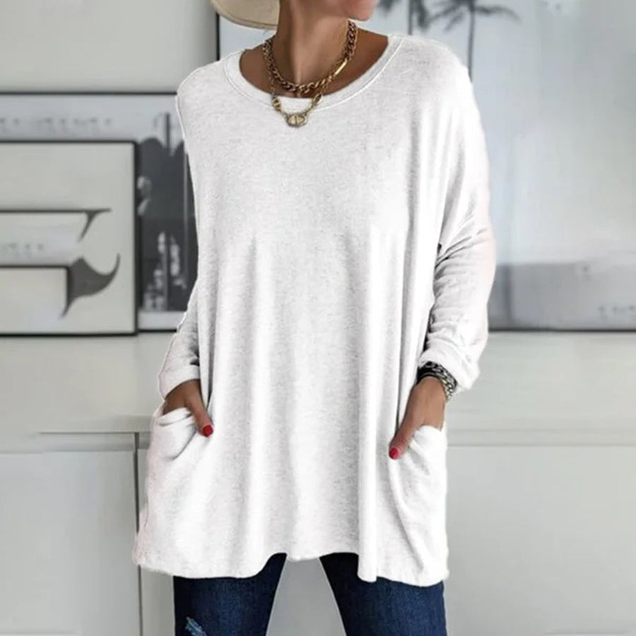 Emora Nova - Casual Dames Comfortabele Relaxed Fit Top met Zakken