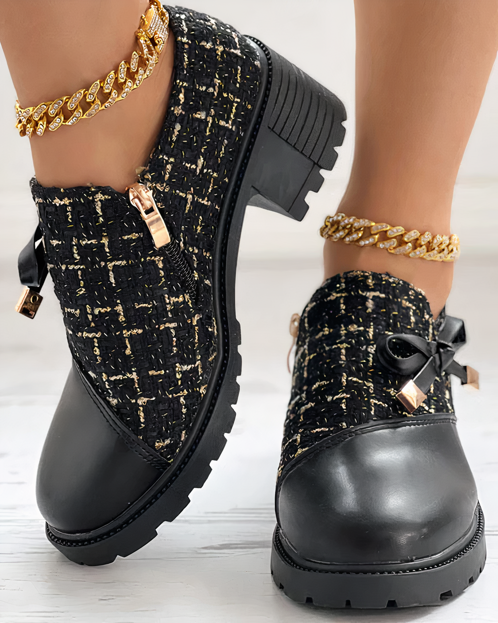 Dames Enkellaarsjes met Strik Detail